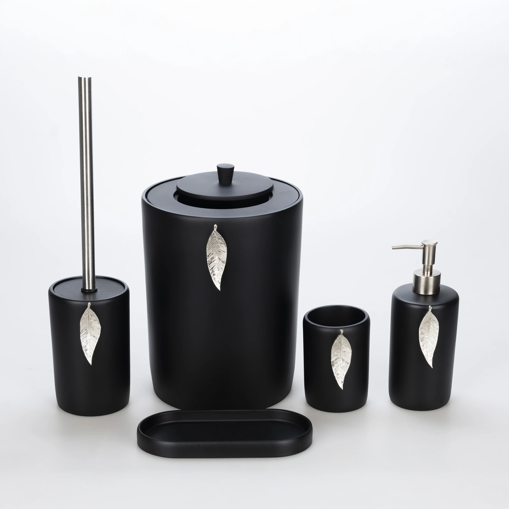 Leaf Banyo Seti Siyah-Gümüş