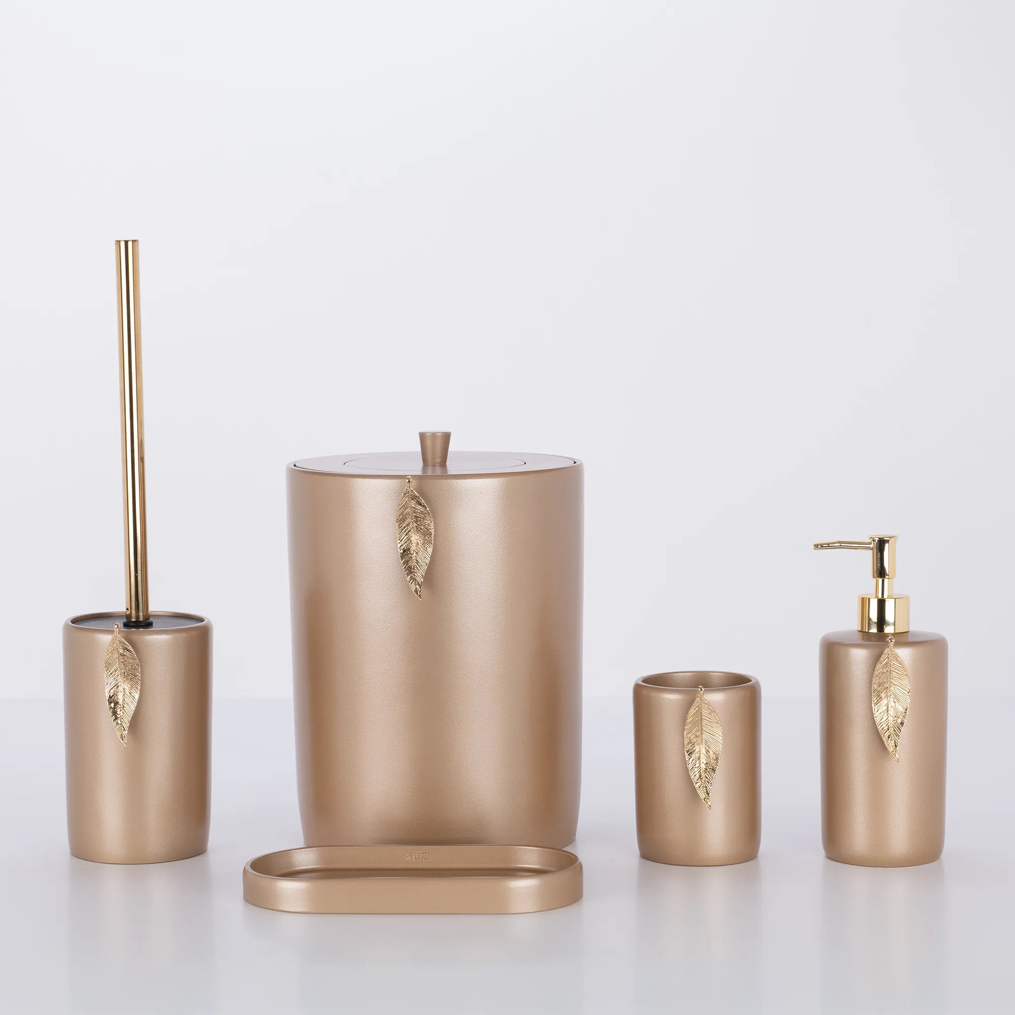 Leaf Banyo Seti Vizon Altın