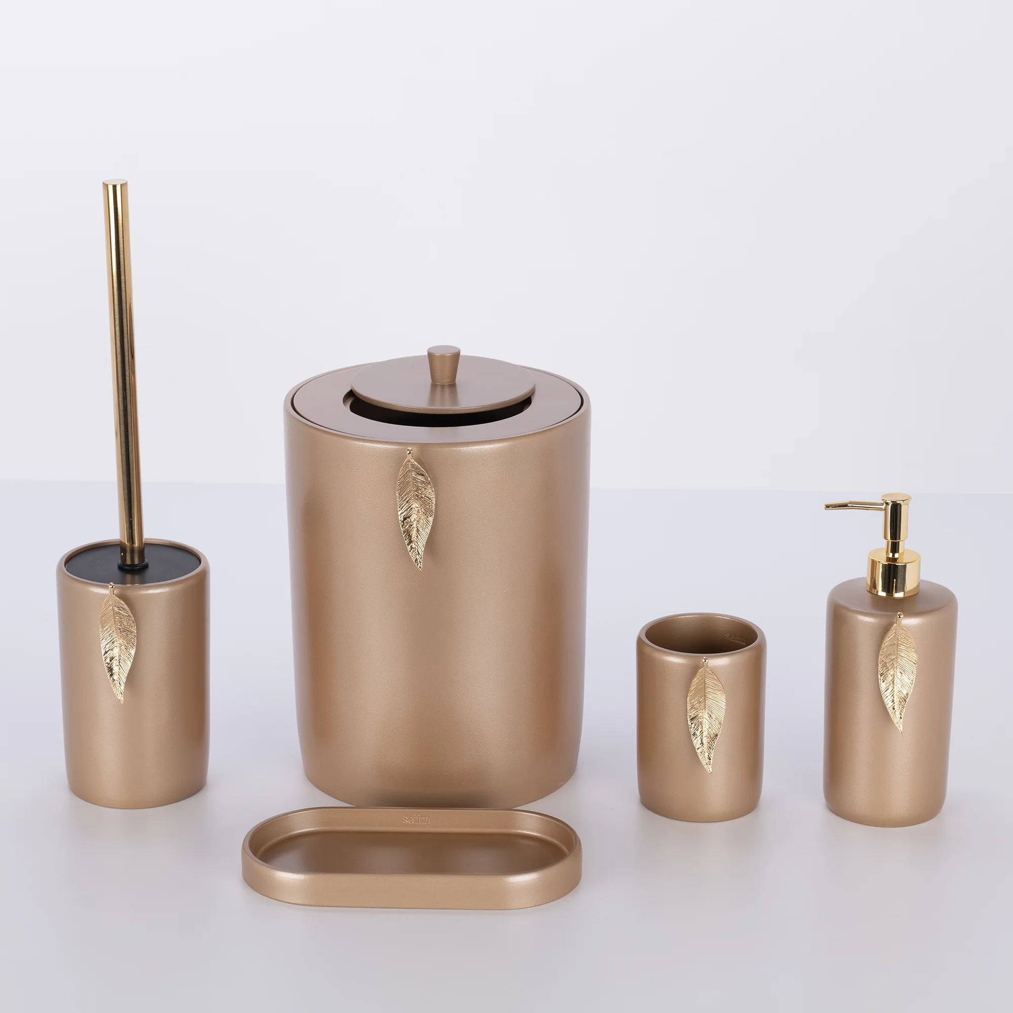 Leaf Banyo Seti Vizon Altın