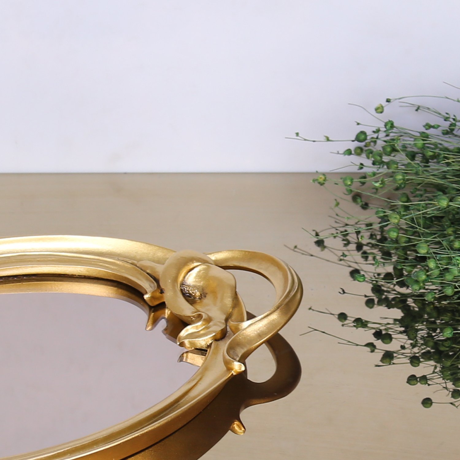 Plumeria Aynalı Tepsi Altın