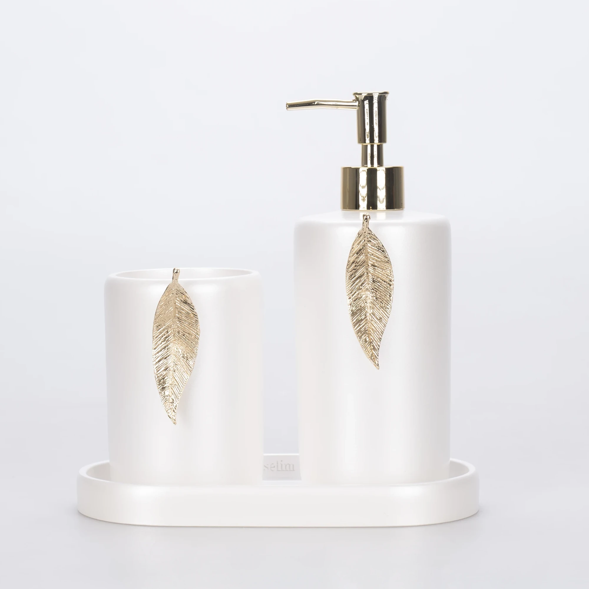 Leaf Banyo Seti İnci Altın