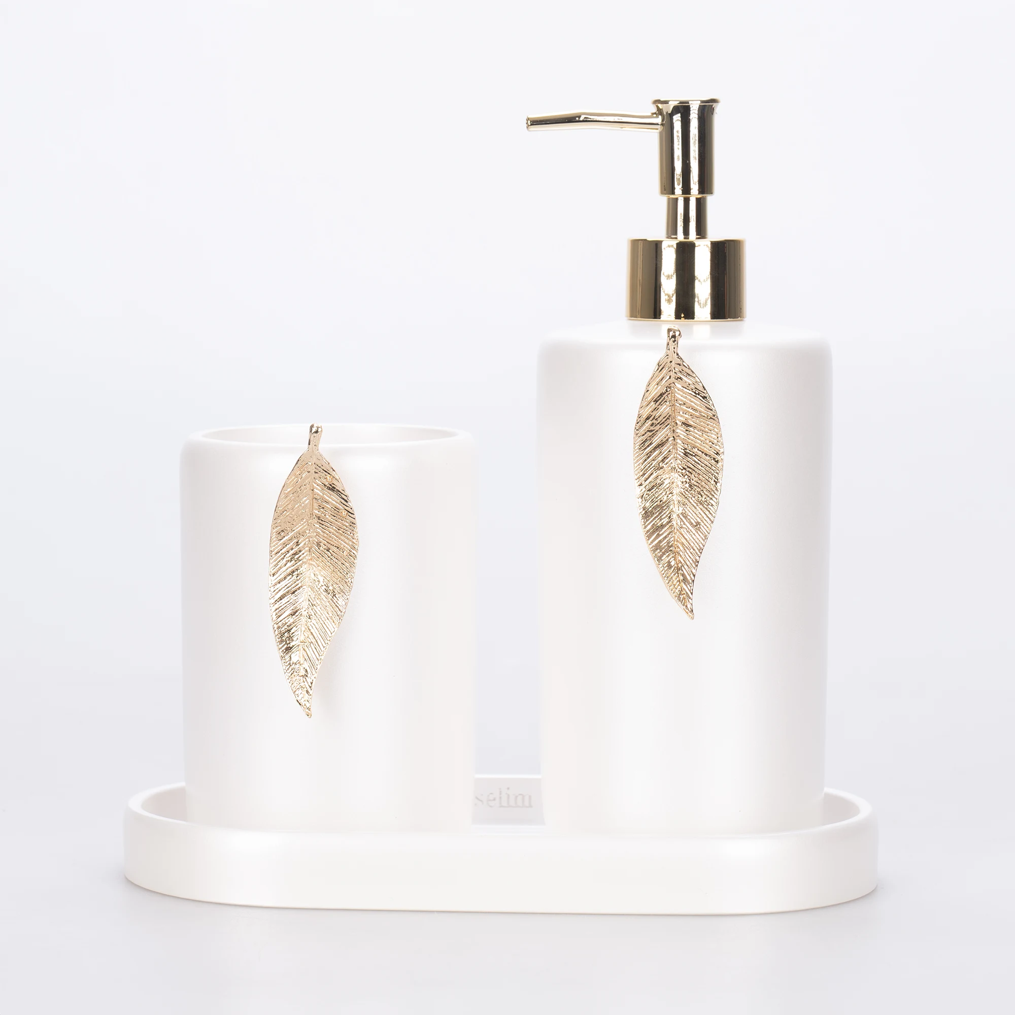 Leaf Banyo Seti İnci Altın