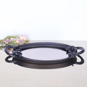 Plumeria Aynalı Tepsi Siyah