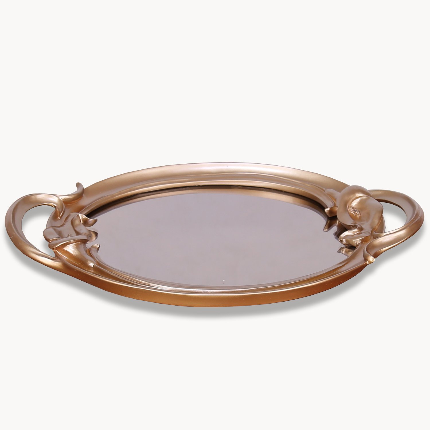 Plumeria Aynalı Tepsi Vizon