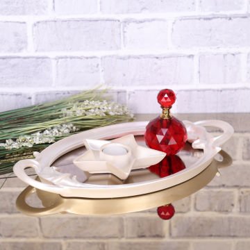 Plumeria Aynalı Tepsi İnci