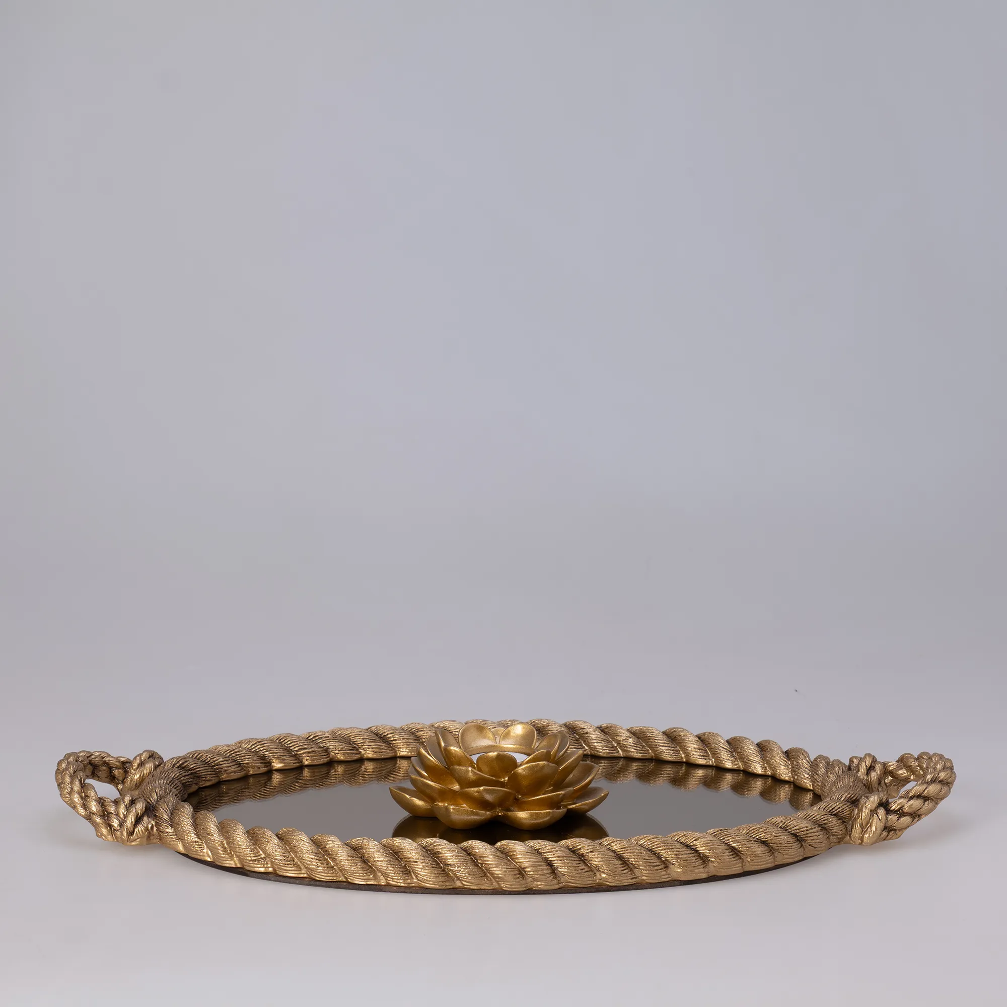 Rope Aynalı Tepsi Altın