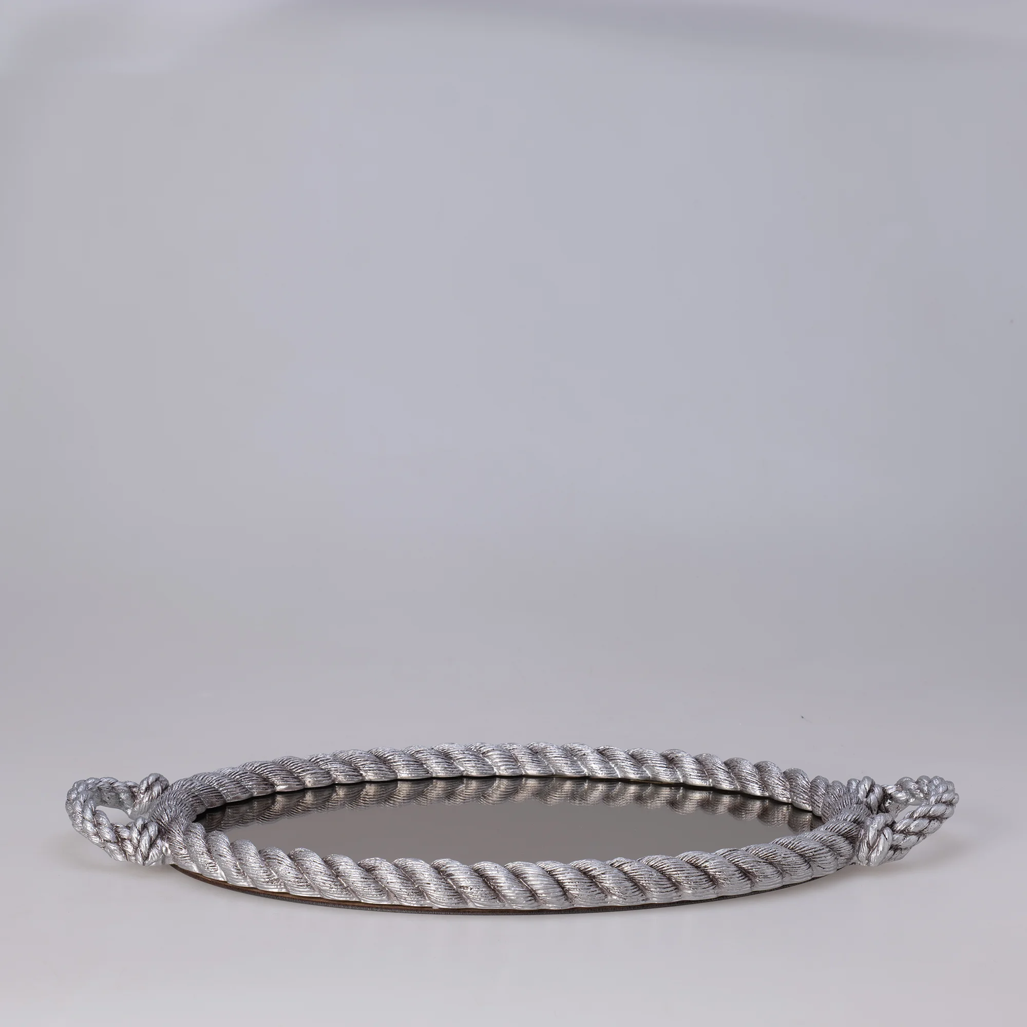 Rope  Aynalı Tepsi Gümüş