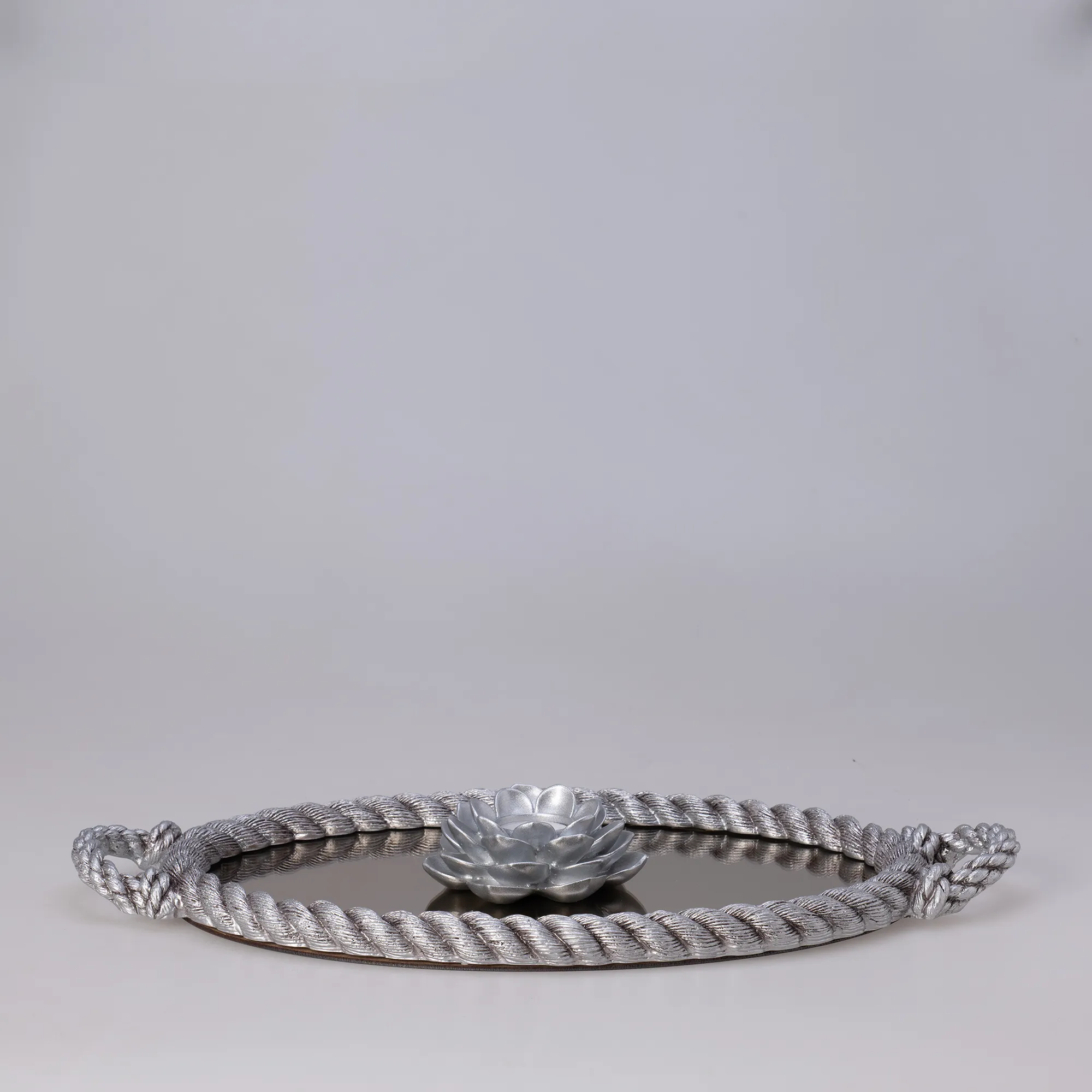 Rope  Aynalı Tepsi Gümüş