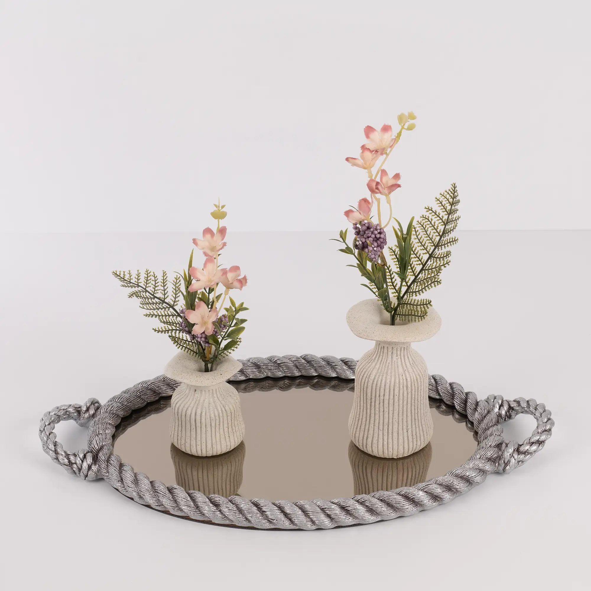 Rope  Aynalı Tepsi Gümüş