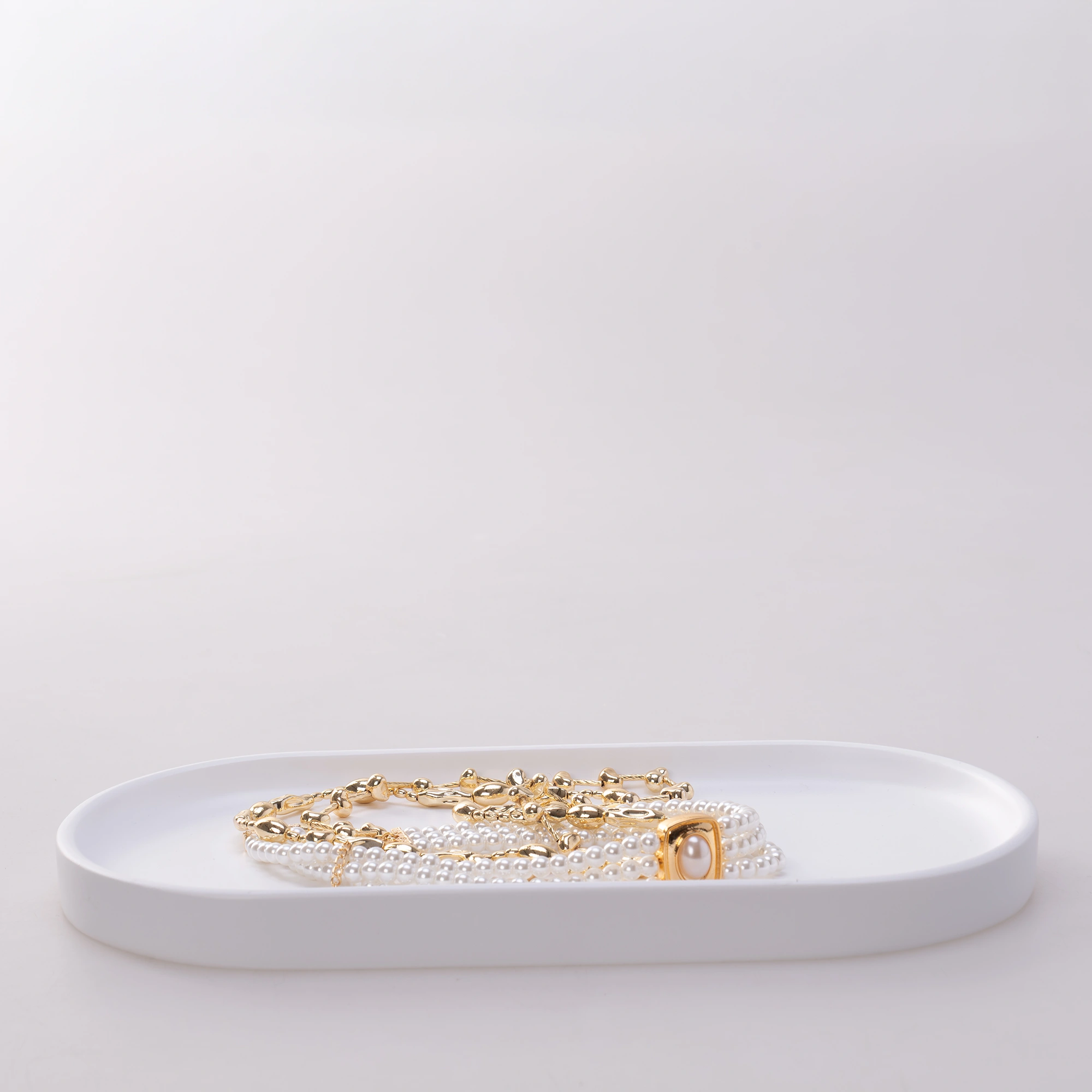 Victoria Oval Tepsi Küçük Beyaz