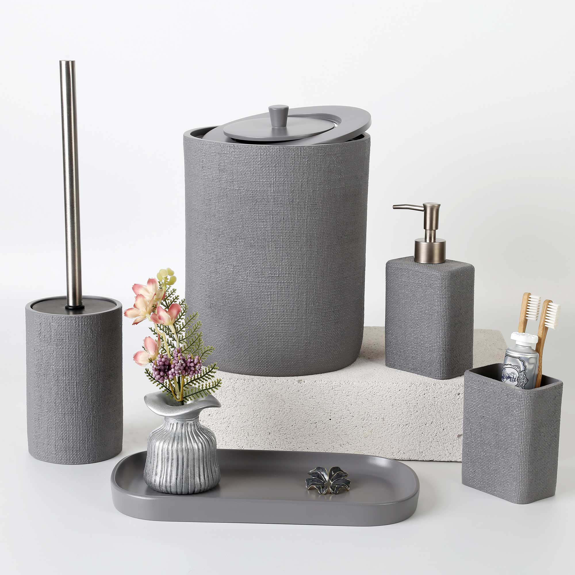 Linen Banyo Seti Gri