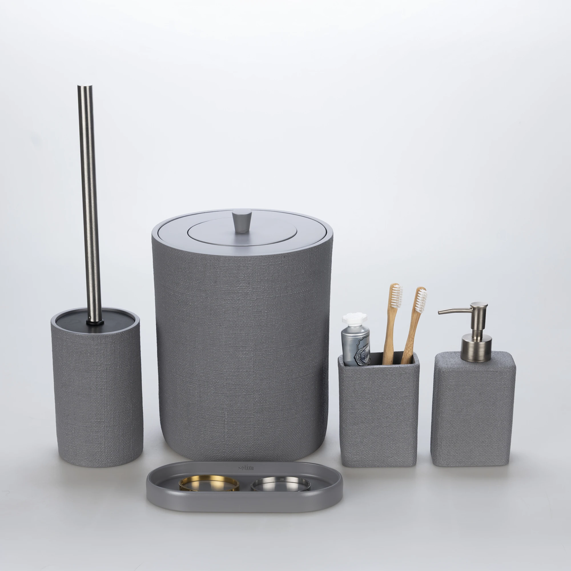 Linen Banyo Seti Gri