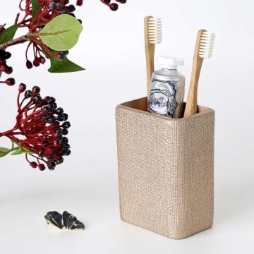 Linen Toothbrush Holder Mink