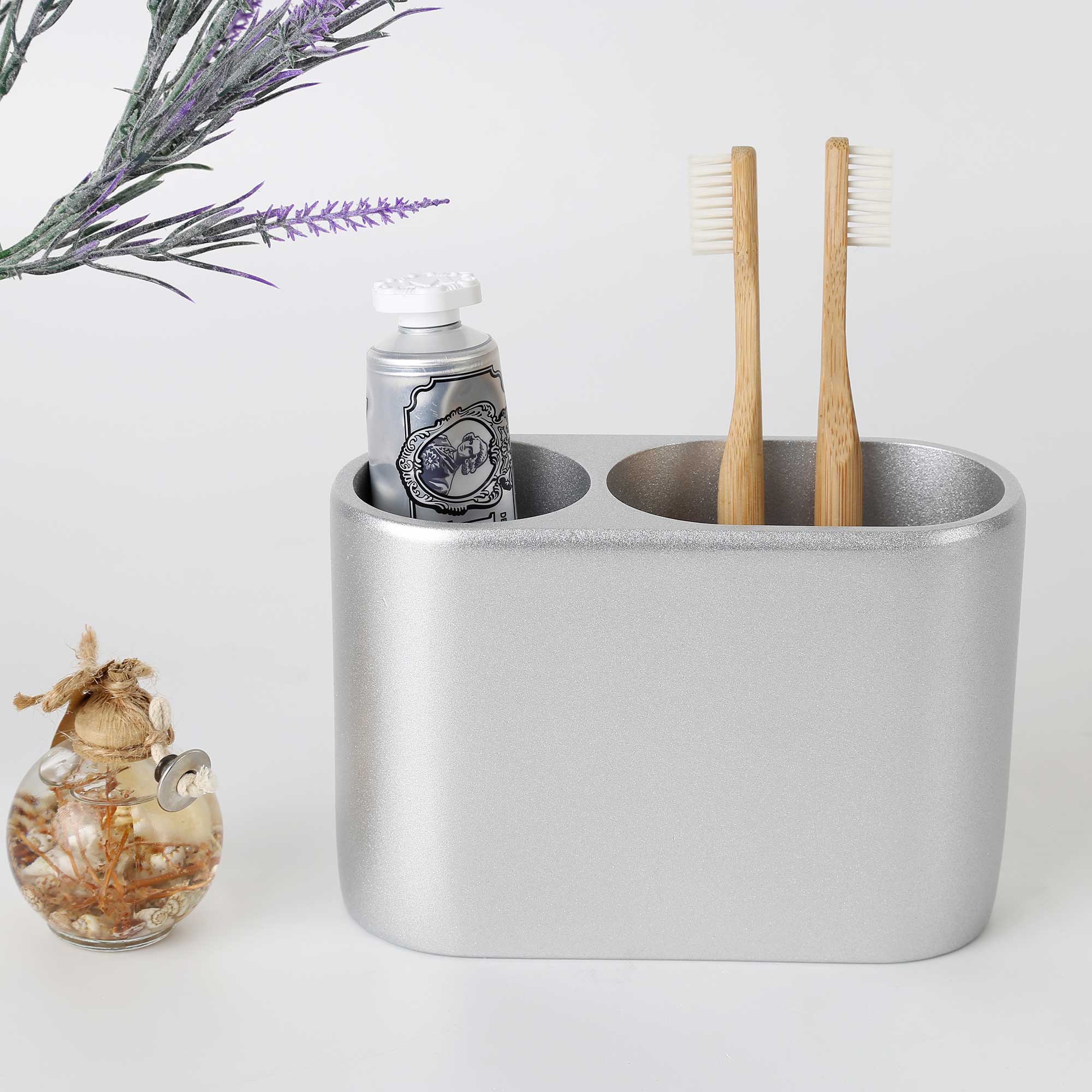 Luxe İkili Diş Fırçalık Gümüş