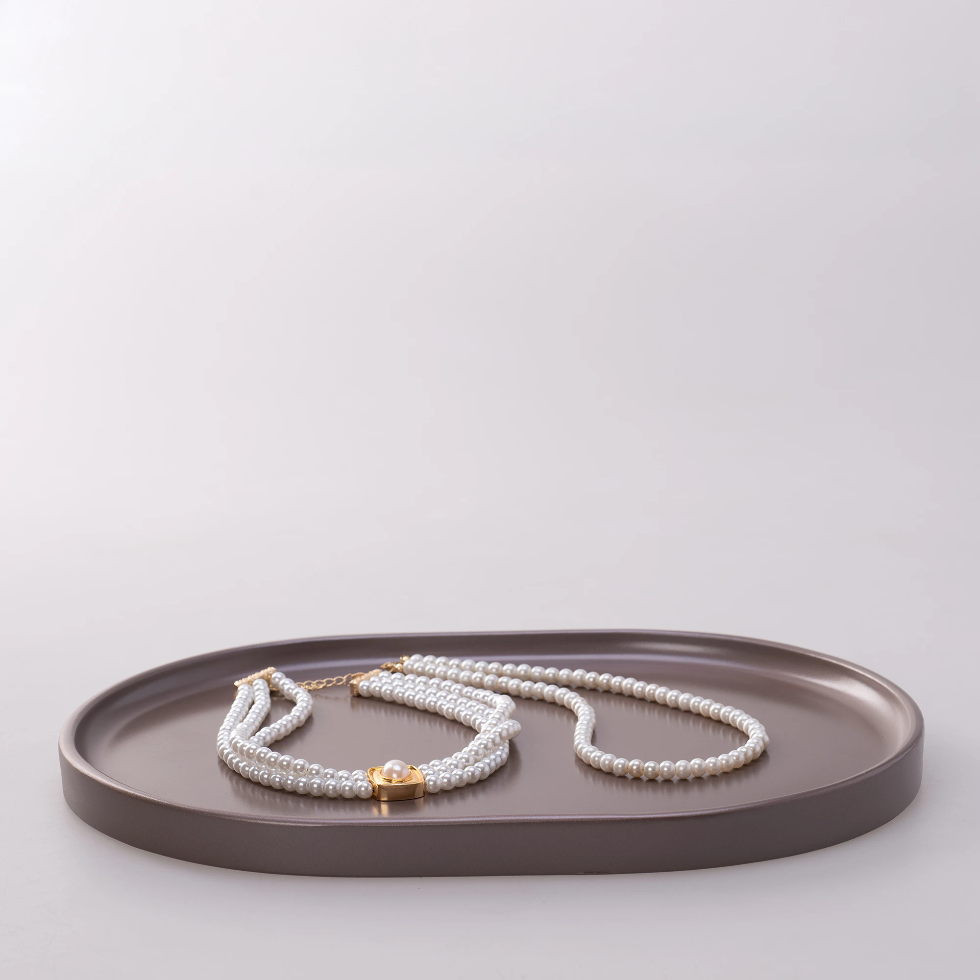 Victoria Oval Tepsi Büyük  Taupe