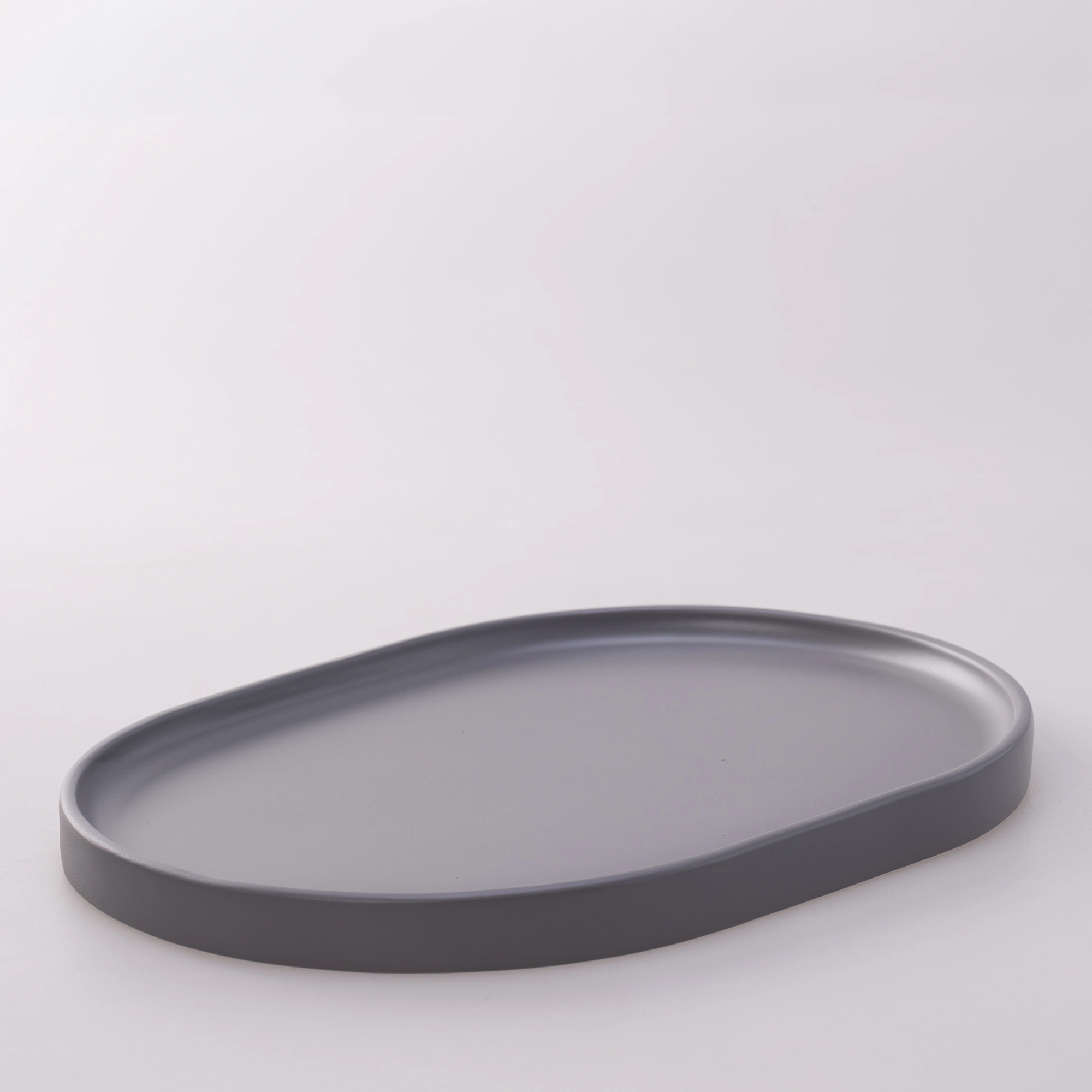 Victoria Oval Tepsi Büyük  Gri