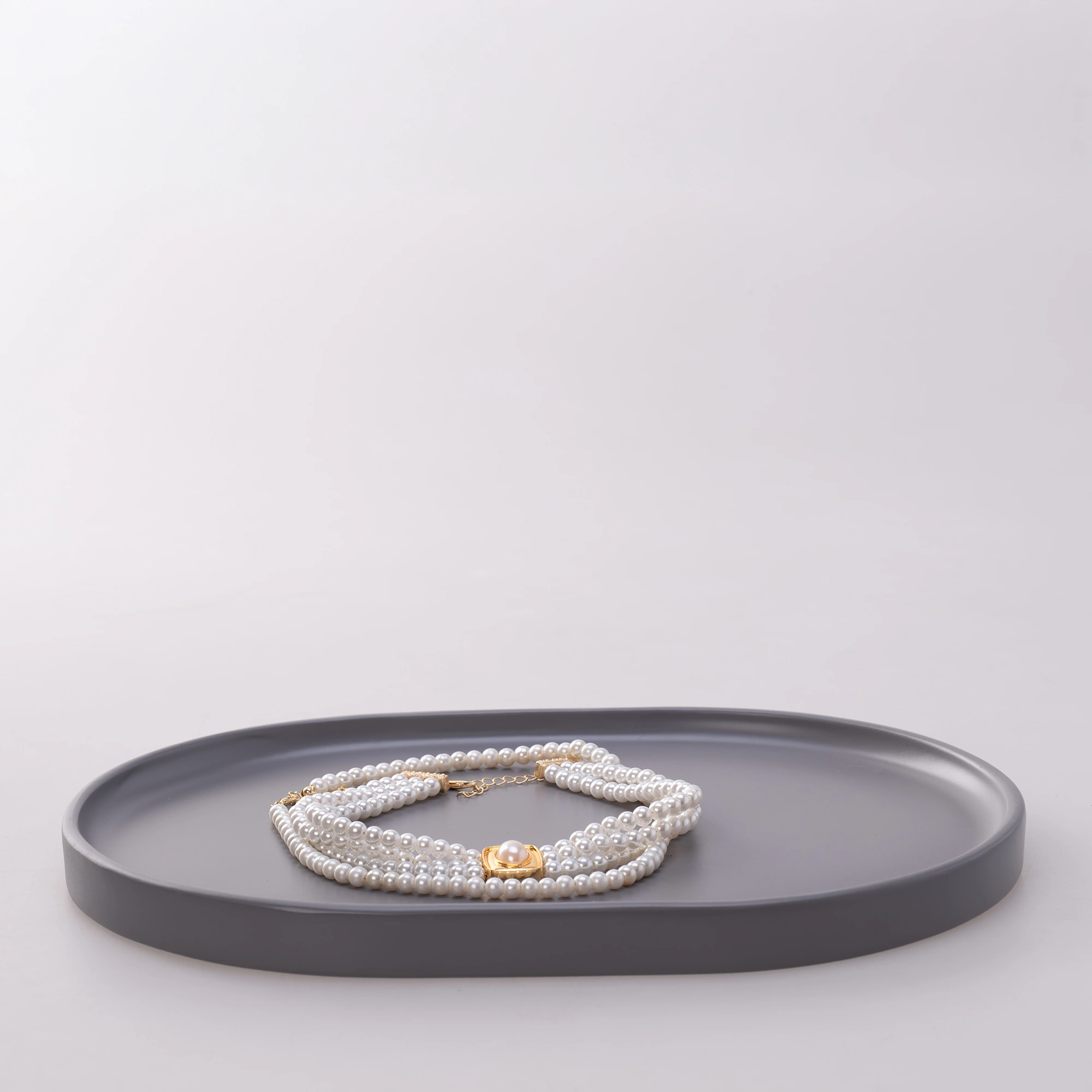 Victoria Oval Tepsi Büyük  Gri