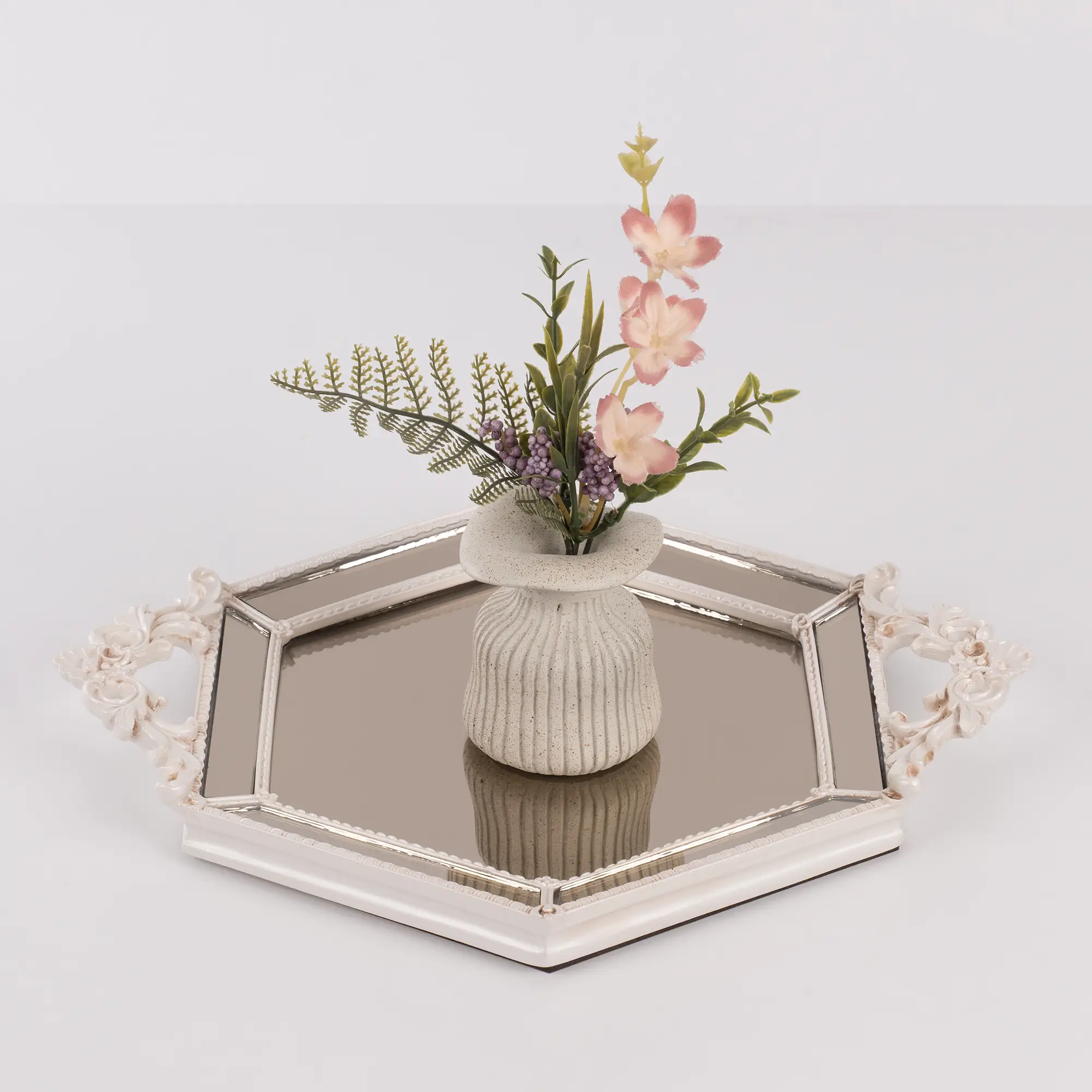 Altıgen Aynalı Tepsi İnci