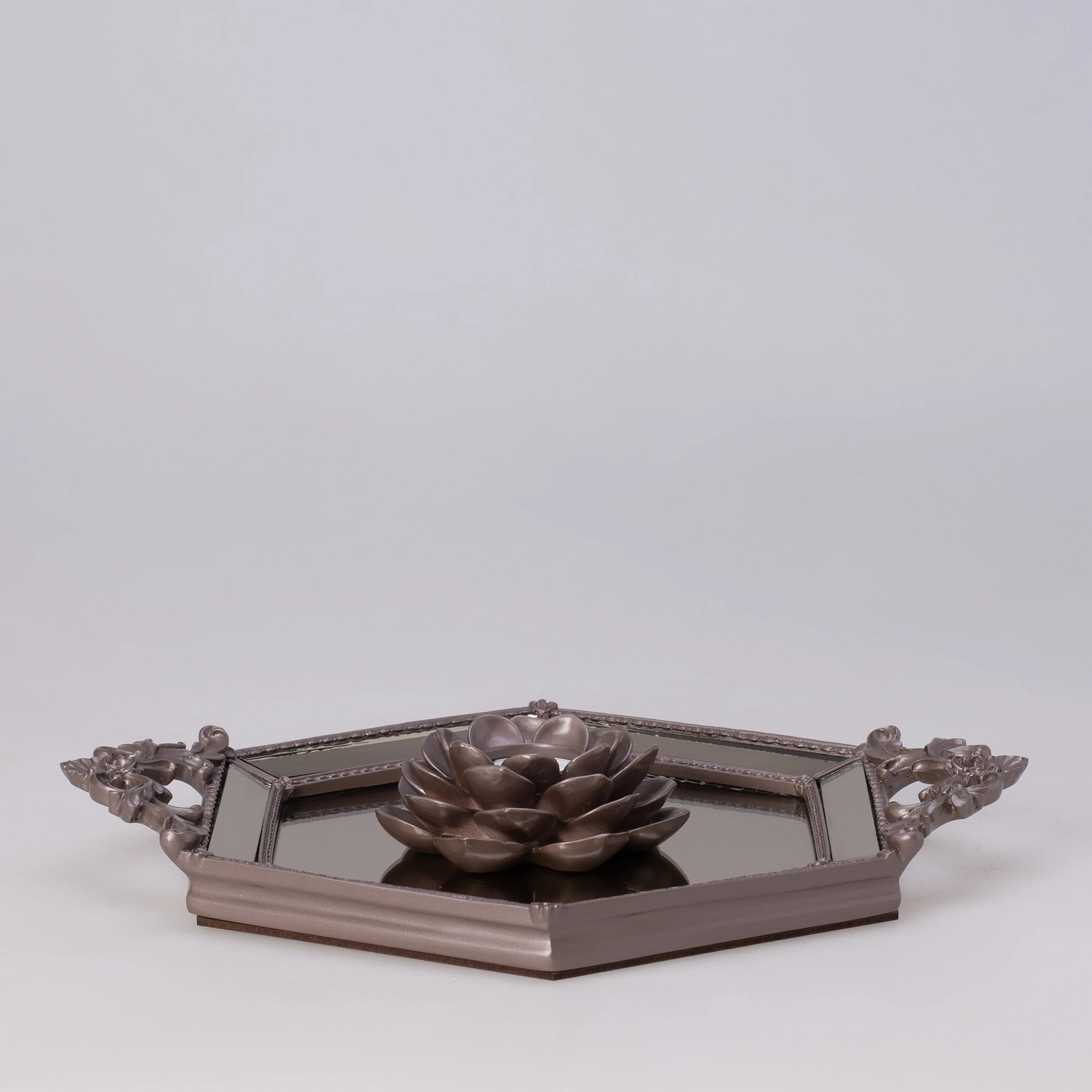 Altıgen Aynalı Tepsi Taupe