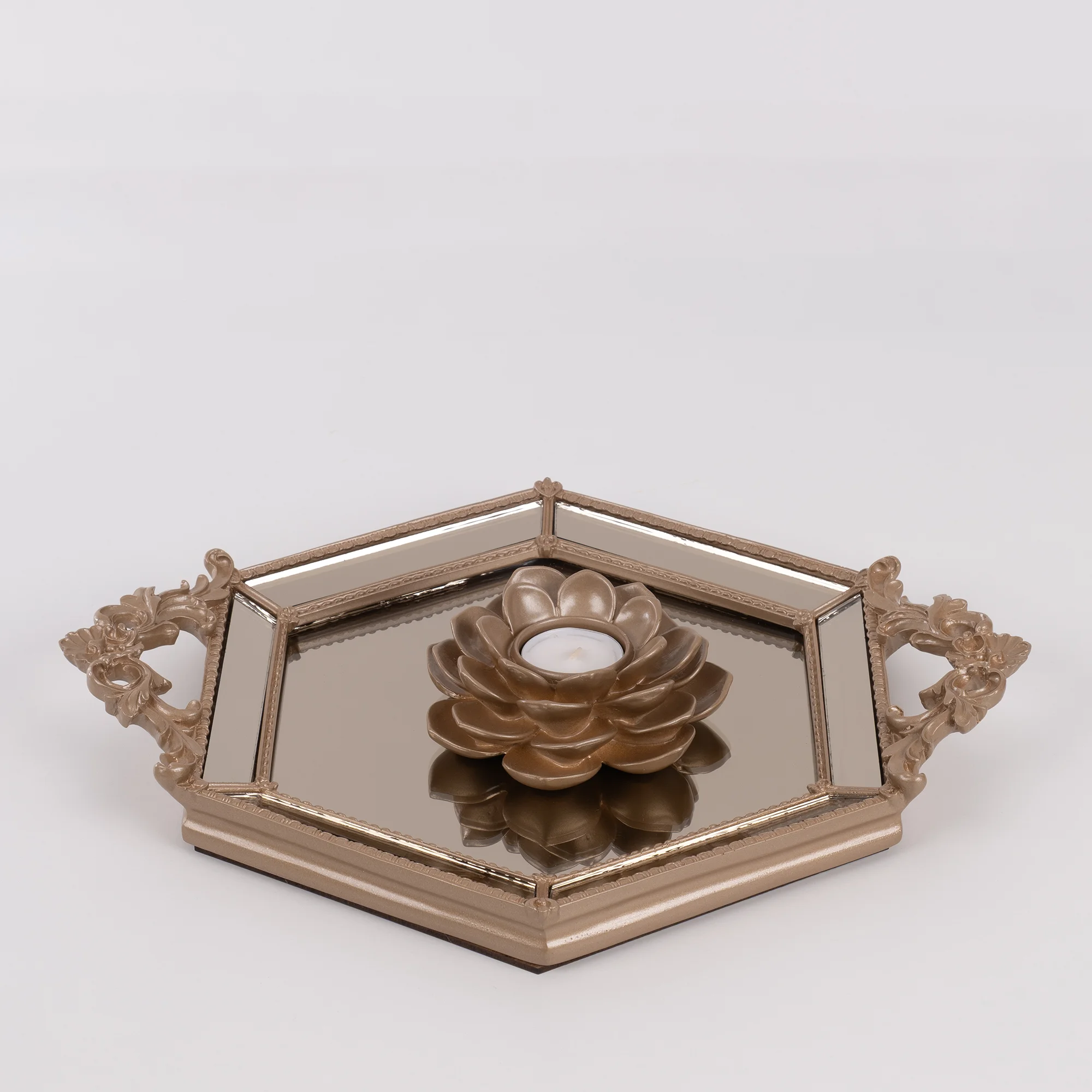 Altıgen Aynalı Tepsi Vizon