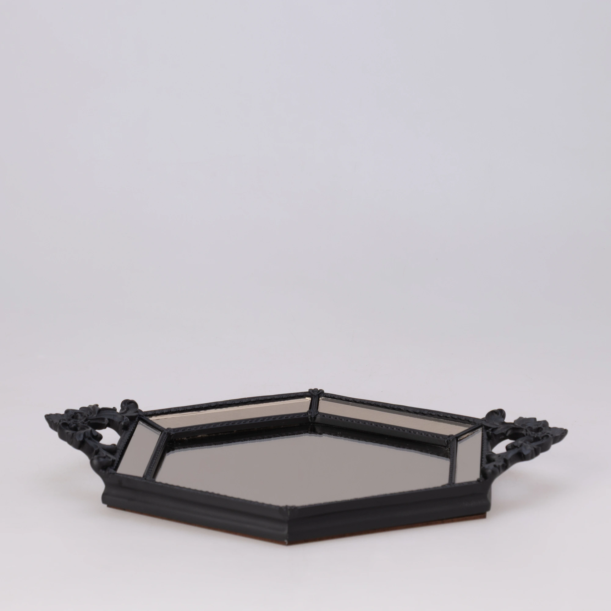 Altıgen Aynalı Tepsi Siyah