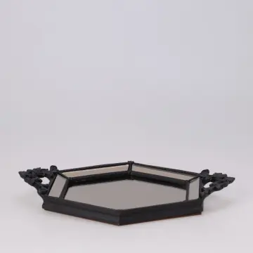 Altıgen Aynalı Tepsi Siyah