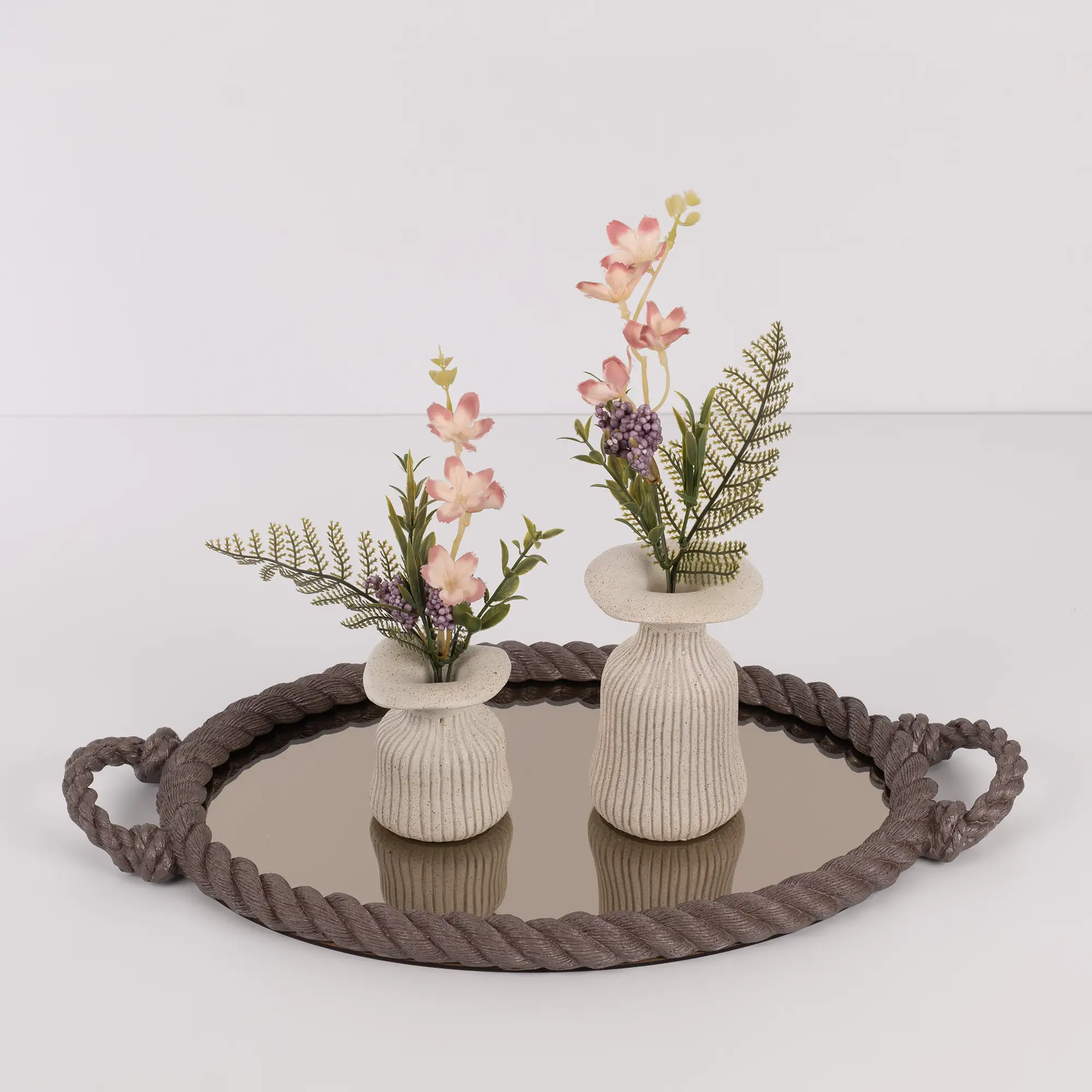 Rope Aynalı Tepsi Taupe