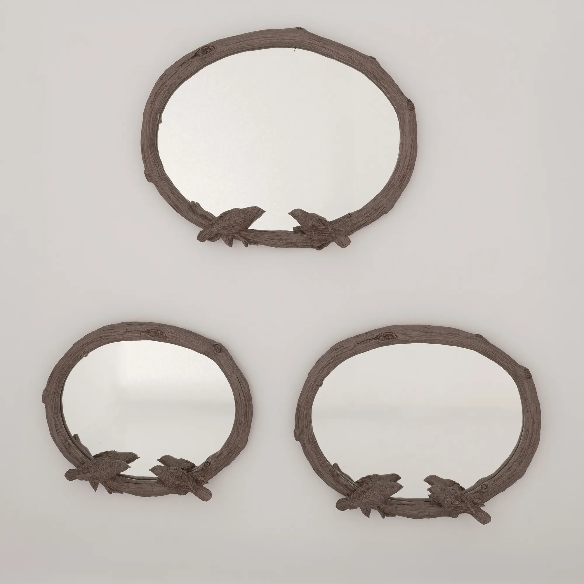 Kuşlu 3'lü  Ayna Taupe