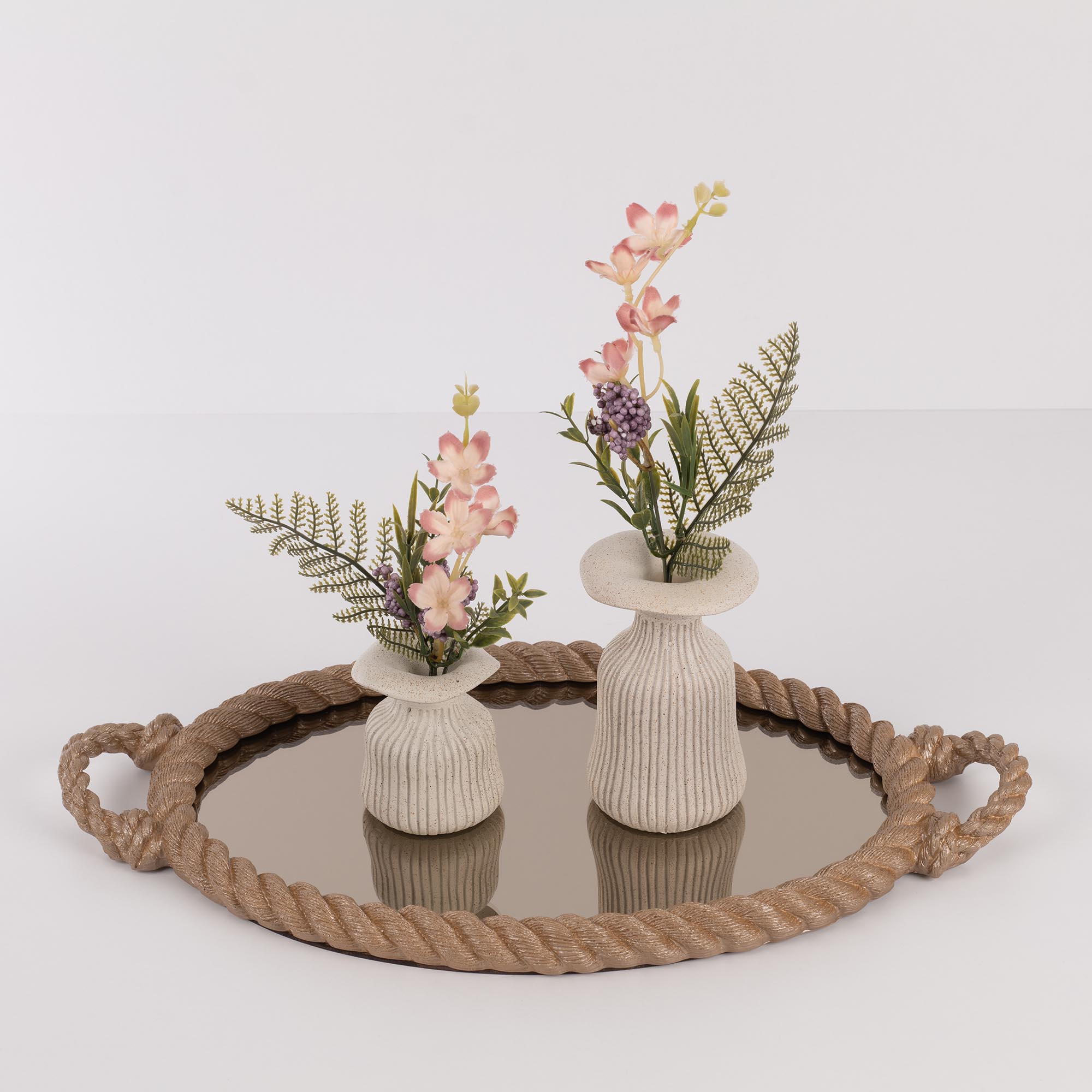 Rope Aynalı Tepsi Vizon