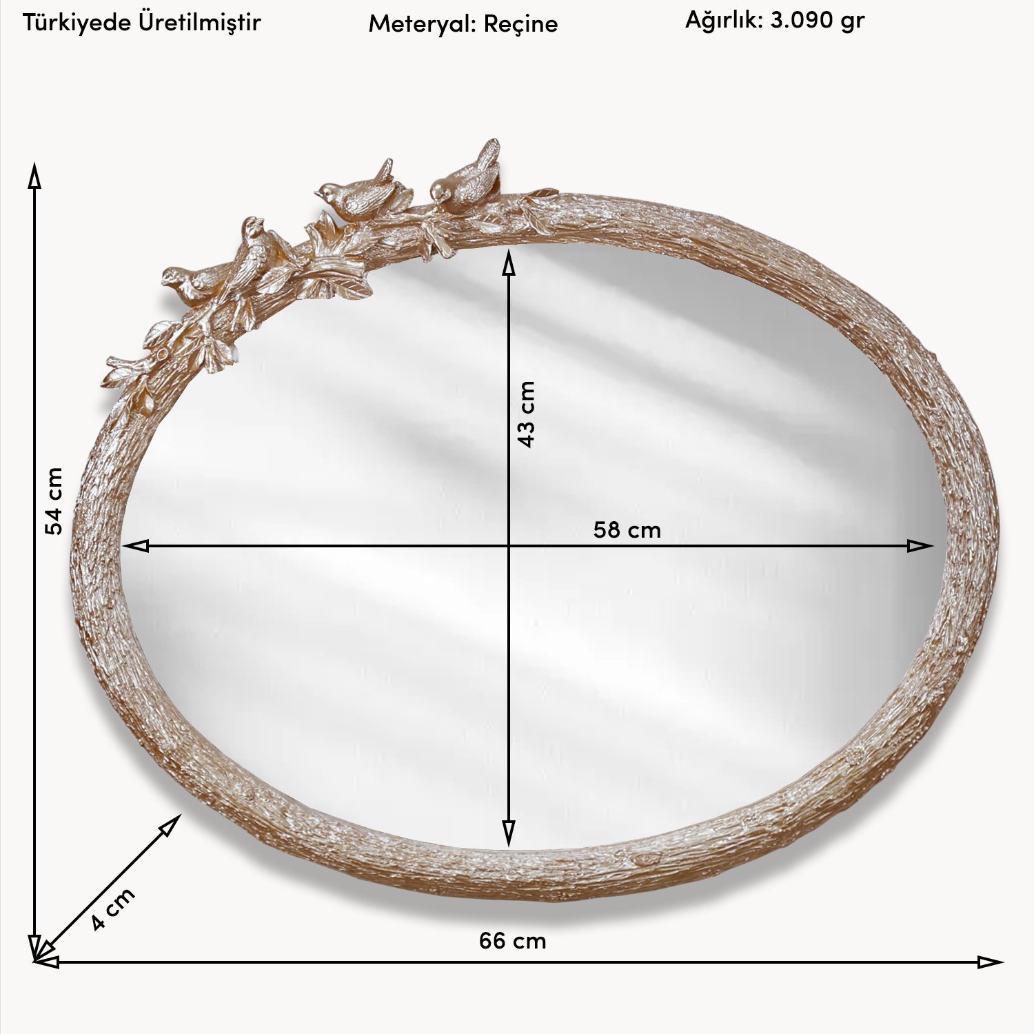 Kuş figürlü Ayna Vizon