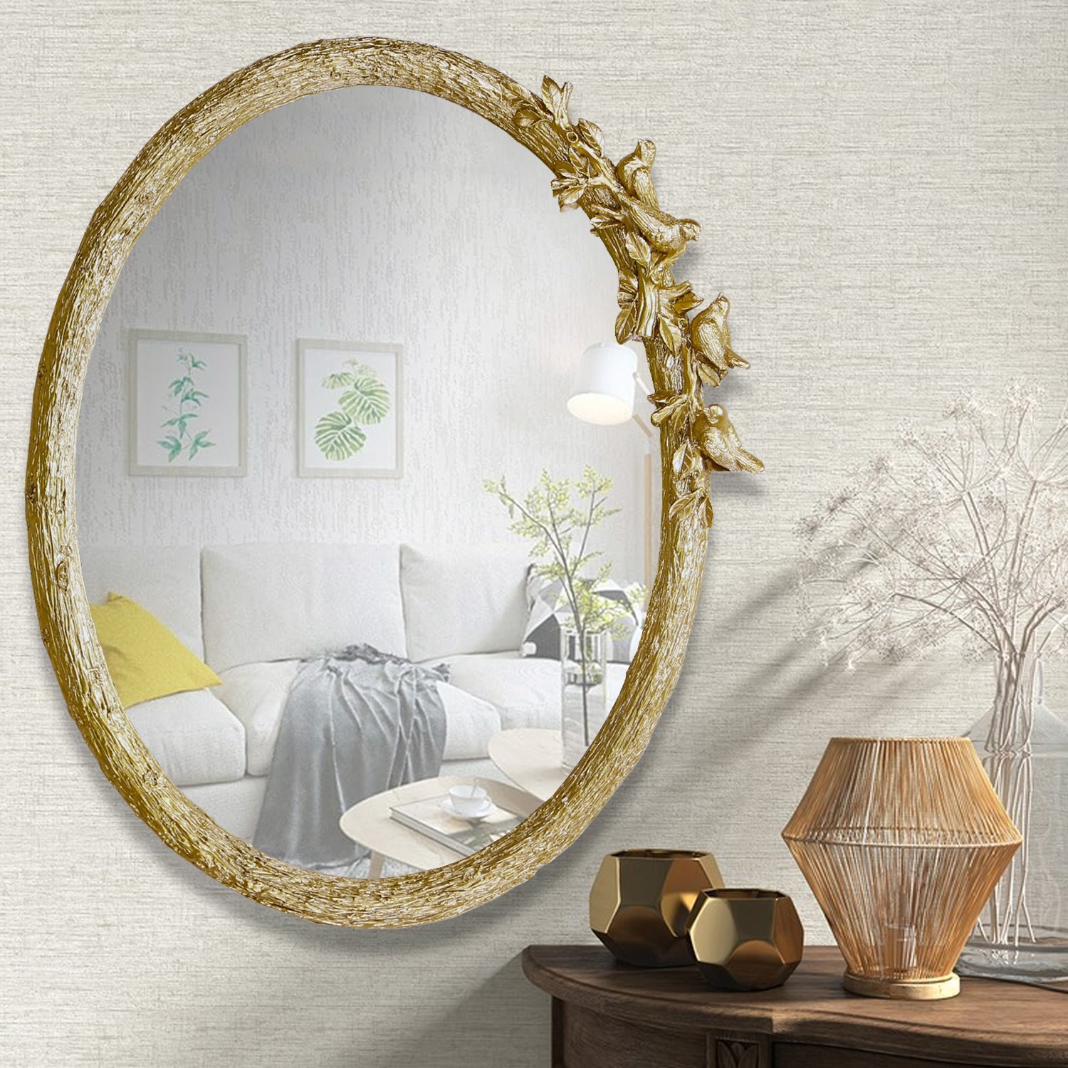 Bird figure Mirror Gold
